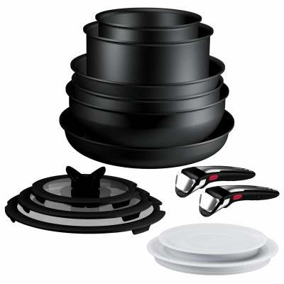 Набір посуду Tefal Ingenio Excellence+, 13 предметів, алюміній, нержавіюча сталь, бакеліт, чорний Набір посуду Tefal Ingenio Excellence+, 13 предметів, алюміній, нержавіюча сталь, бакеліт, чорний