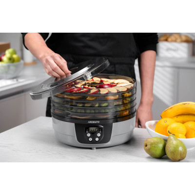 ARDESTO Сушарка для продуктів FDB-532TTC, 250Вт, піддонів -5x3см, діаметр-32см, макс-70°С, таймер, електр. управління, пластик , білий