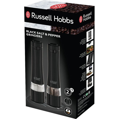 Russell Hobbs Млини для солі та перцю, ААх4, керамічні жорна, чорний