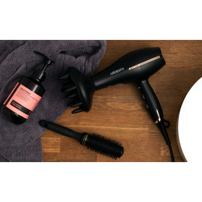 Фен Ardesto  HD-Y220PRO, 1850-2200Вт, 2 швидкості, 3 темп.режими, дифузор,чорний+золото