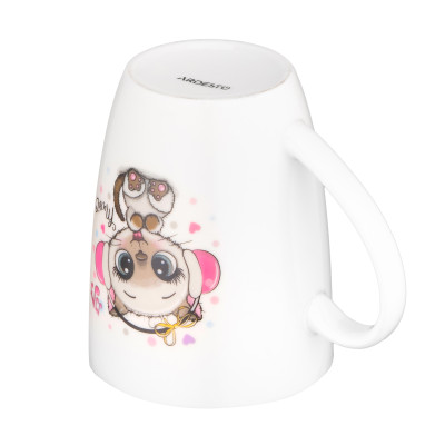 Чашка з ложкою ARDESTO Music, 320мл, порцеляна, нержавіюча сталь, білий