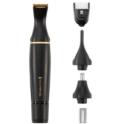 Тример Remington T-Series, для бороди, вусів, окантовки, брови, носа та вух, ААх1, вібраційний мотор, насадок-4, сталь, чорний Тример Remington T-Series, для бороди, вусів, окантовки, брови, носа та вух, ААх1, вібраційний мотор, насадок-4, сталь, чорний