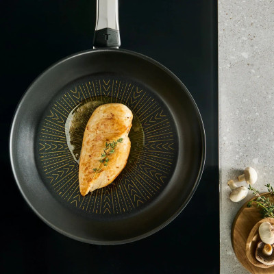 Сковорода Tefal Emotion+, 28см, нержавіюча сталь, бакеліт, чорний