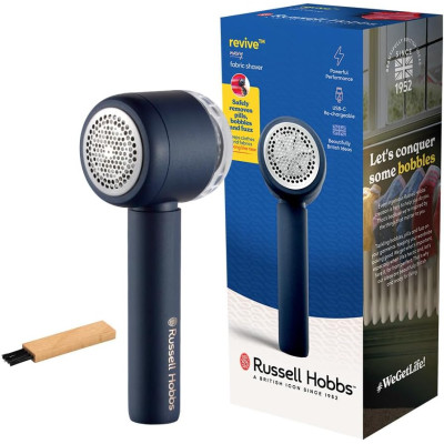 Машинка для видалення катишків Russell Hobbs, велика площа лез. 90 хв. роботи на одному заряді, USB, синій