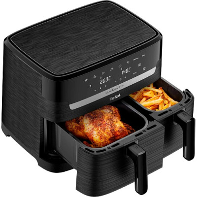 Мультипіч Tefal Easy Fry Dual Essential, 2700Вт, чаша-5.2+3.1л, сенсорне керув., 2 чаши, гриль, пластик, чорний
