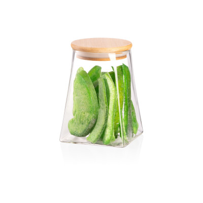 ARDESTO Банка для зберігання Fresh, конус, 740 мл, скло, бамбук