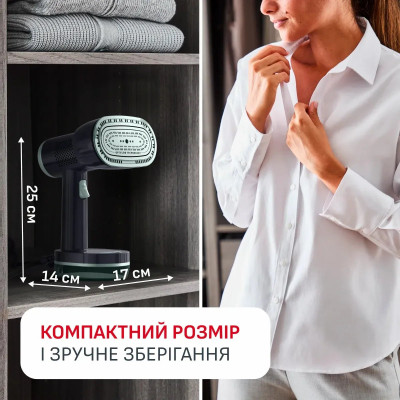 Отпариватель Tefal компактный AeroSteam S, 1420Вт, 150мл, постоянный пар - 20гр, черный Отпариватель Tefal компактный AeroSteam S, 1420Вт, 150мл, постоянный пар - 20гр, черный