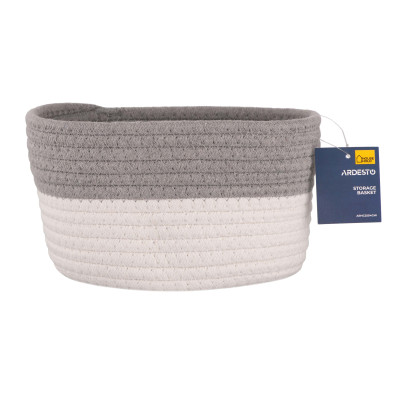 Кошик плетений для зберігання ARDESTO Vigor 3.5л, бавовняний шпагат, сірий, білий