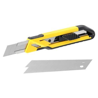 Ніж будівельний сегментований Stanley, лезо 18мм, корпус двокомпонентний, 3 леза в комплекті, 170мм Ніж будівельний сегментований Stanley, лезо 18мм, корпус двокомпонентний, 3 леза в комплекті, 170мм