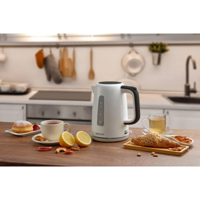 Электрочайник Gorenje 1.7л, Strix контроль, пластик, белый