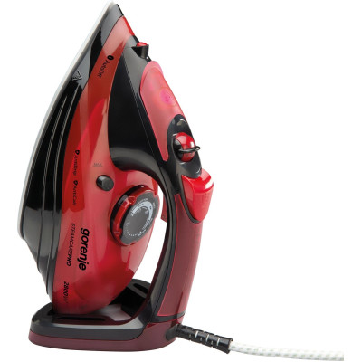 Праска Gorenje, 2800Вт, 350мл, паровий удар -100гр, верт. відпарювання, антинакип, автовідключення, керам. підошва, червоний