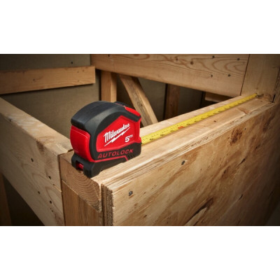 Рулетка Milwaukee Tape Measure Autolock, 5мх25мм, з фіксатором змотування, АБС-пластик