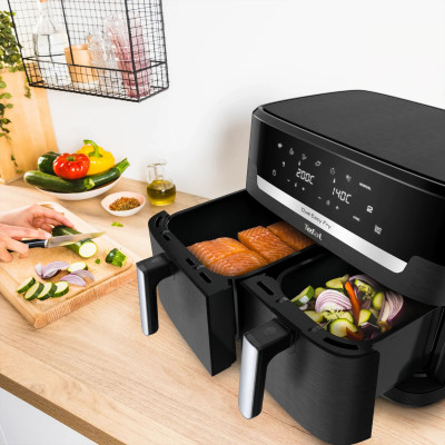 Tefal Мультипіч Dual Easy Fry XXL, 2700Вт, чаша-6.5+4.5л, сенсорне керув., 2 чаши, гриль, пластик, чорний