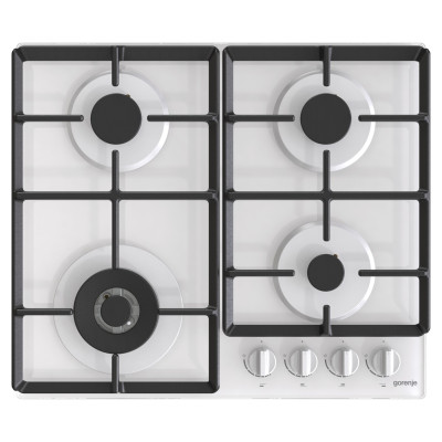 Варильна поверхня Gorenje газова на склі, 60см, чавун, білий