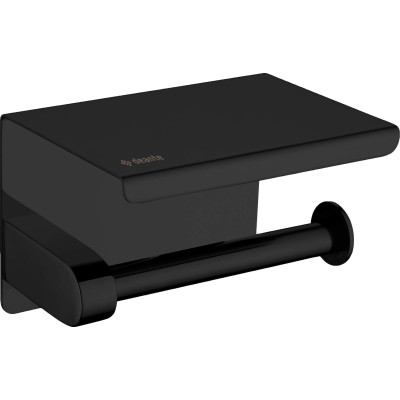 Тримач Deante Round для туалетного паперу, настінний з полицею, чорний Тримач Deante Round для туалетного паперу, настінний з полицею, чорний