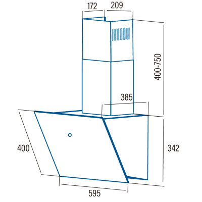 Cata Витяжка похила, 60см, 832м3г, LENA 600 XGBK, чорний Cata Витяжка похила, 60см, 832м3г, LENA 600 XGBK, чорний