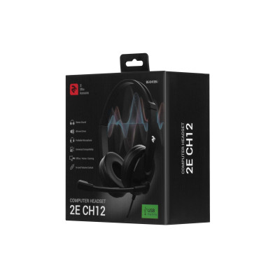 Гарнитура ПК стерео On-ear 2E CH12 USB, omni-mic, 2м, черный (2E-CH12SU)