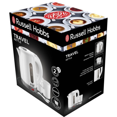 Электрочайник Russell Hobbs Travel 0.85л, пластик, белый