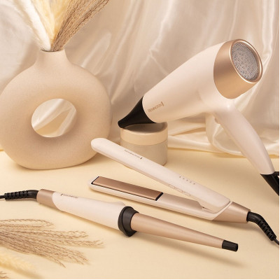 Фен Remington Shea Soft, 2200Вт, 3 режими, дифузор,турмалінова іоніз-я, хол. обдув, біло-золотий