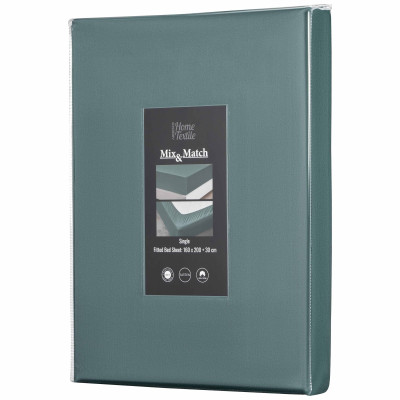 Простирадло на резинці ARDESTO Mix&Match Premium, 160х200+30см, 100% бавовна, сатин, зелений