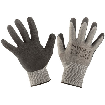 Рукавички робочі Neo Tools, латексне покриття, поліестер, р.8, сірий Рукавички робочі Neo Tools, латексне покриття, поліестер, р.8, сірий
