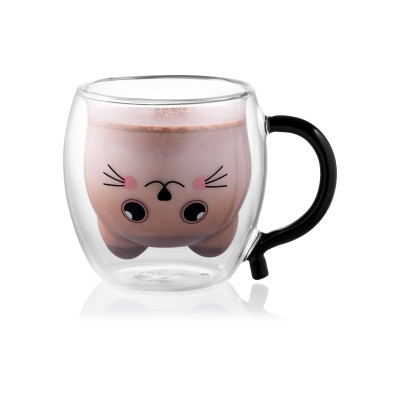 ARDESTO Набір чашок з ручками Animals з подвійними стінками, 250 мл, 2 од., боросилікатне скло ARDESTO Набір чашок з ручками Animals з подвійними стінками, 250 мл, 2 од., боросилікатне скло