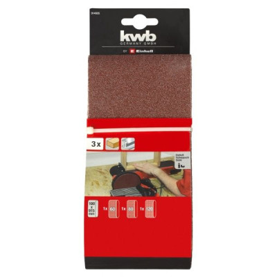 Стрічка шліфувальна Einhell KWB, 3шт, 100х915мм, К60, К80, К120, для точила Einhell US 400 Стрічка шліфувальна Einhell KWB, 3шт, 100х915мм, К60, К80, К120, для точила Einhell US 400