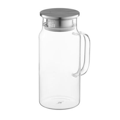 Глечик з кришкою ARDESTO 1200мл, боросилікатне скло, нержавіюча сталь, прозорий