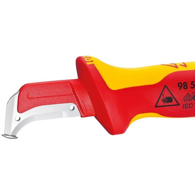 Ніж монтерський KNIPEX, діелектричний, для робіт під напругою 1000В, вигнуте лезо, 180мм, 0.068кг