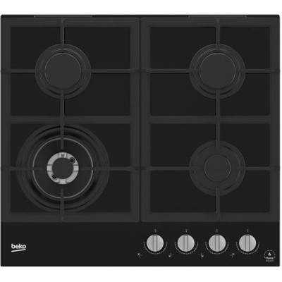 Варочная поверхность Beko газовая на стекле, 60см, чугун, черный (HILW64325SB) Варочная поверхность Beko газовая на стекле, 60см, чугун, черный (HILW64325SB)