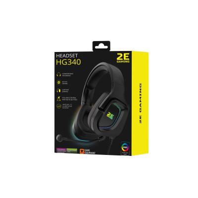 Гарнитура игровая 2E GAMING HG340, 7.1, USB-A, RGB, 2м, черный (2E-HG340BK)