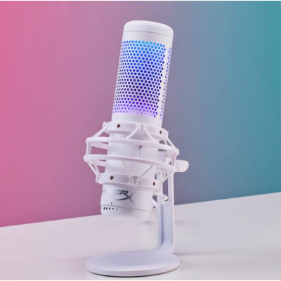 Микрофон гейминговый HyperX QuadCast S, Omni/Uni/Bi, USB-A, 3м, NGenuity, RGB, белый-серый (519P0AA)