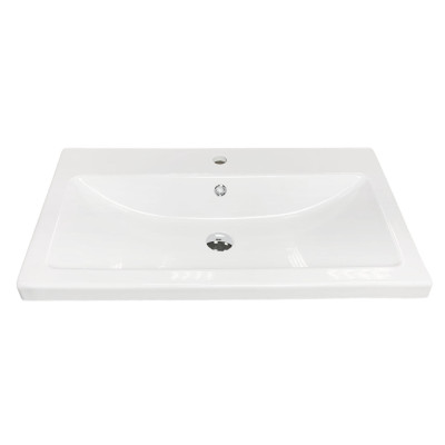 Раковина, умивальник Adamant CERS, штучний камінь, прямокут., з отвором для змішувача, з отвором для переливу, 795x450x158мм, накладний, білий