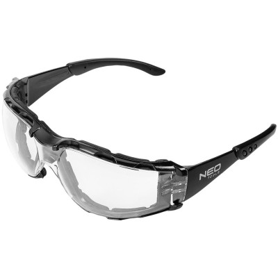 Окуляри захисні Neo Tools протиосколкові, клас захисту FT, резинові дужки, полікарбонат, прозорі Окуляри захисні Neo Tools протиосколкові, клас захисту FT, резинові дужки, полікарбонат, прозорі