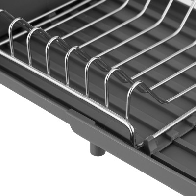 Сушарка для посуду з підставкою ARDESTO Minimalism 46.5x19.5x9.5см, пластик, хромоване залізо, сталь, сірий темний