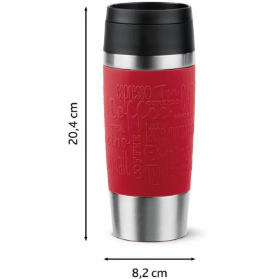 Термочашка Tefal Travel Mug Classic, 360мл, нержавіюча сталь, червоний