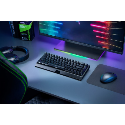 Клавіатура механічна Razer BlackWidow V3 Mini HyperSpeed 68key, Green Switch, USB-A/WL/BT, EN/RU, RGB, чорний