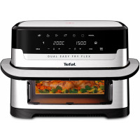 Мультипіч Tefal Dual Easy Fry Flex, 2700Вт, чаша-5.5+3.5л, сенсорне керув., з віконцем, 2 чаши, гриль, пластик, чорний-нерж. сталь