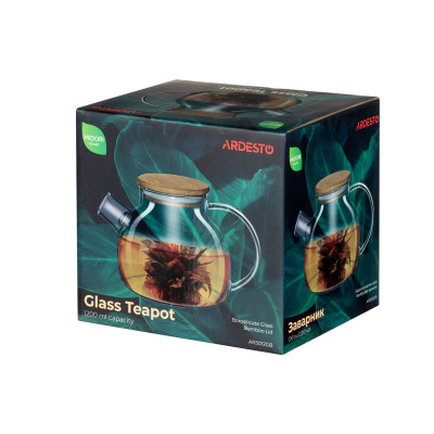 ARDESTO Заварник 1200 мл, боросилікатне скло, бамбук