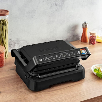 Tefal Гриль прижимний OptiGrill 2в1 Black, 2100Вт, темп. режимів-4, з`ємні пластини, метал, чорний