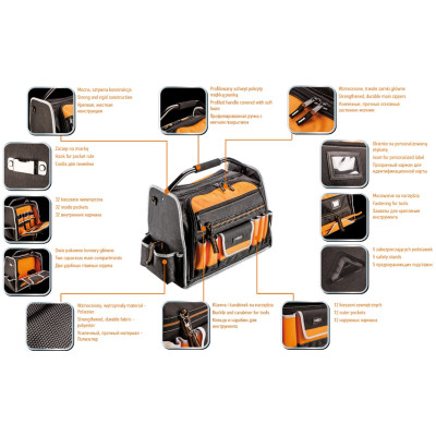 Neo Tools Сумка для інструменту, жорстка конструкція, поліестер 600D, 38х49.5х27см Neo Tools Сумка для інструменту, жорстка конструкція, поліестер 600D, 38х49.5х27см