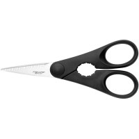 Ножиці кухонні Fiskars Essential, з відкривачкою для пляшок, 20см, нержавіюча сталь, пластик, чорний