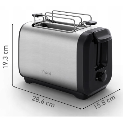 Тостер Tefal Subito 1100Вт, розморожування, щипці, нерж. сталь, чорний Тостер Tefal Subito 1100Вт, розморожування, щипці, нерж. сталь, чорний
