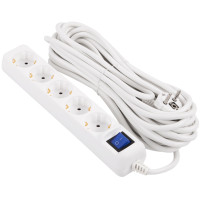 Подовжувач мережевий 2E 10м, 5xТипF, 16A, білий