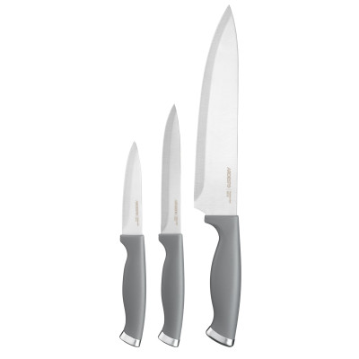 ARDESTO Набір ножів Gemini Gourmet 3 пр., сірий, нержавіюча сталь, пластик ARDESTO Набір ножів Gemini Gourmet 3 пр., сірий, нержавіюча сталь, пластик