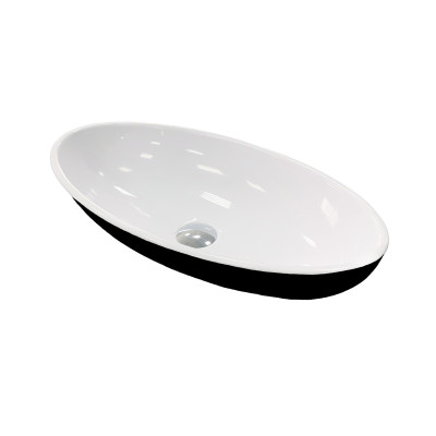 Раковина, умивальник Adamant ANDERE NEW, штучний камінь, овальна, без отвору для змішувача та переливу, 590х295х130мм, накладний, чорно-білий Раковина, умивальник Adamant ANDERE NEW, штучний камінь, овальна, без отвору для змішувача та переливу, 590х295х130мм, накладний, чорно-білий