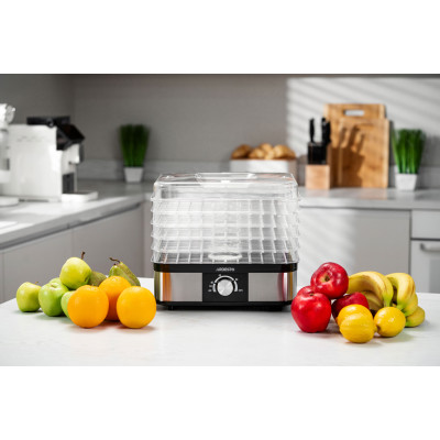 ARDESTO Сушарка для продуктів 550Вт, піддонів - 5x3см, макс - 70°С, пластик, чорний+нерж