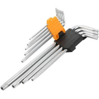 Ключі шестигранні Tolsen, подовжені, довгі, кулястий наконечник, Тorx 10-50, CrV, набір 9шт