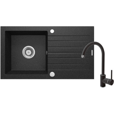 Набір для кухні Deante Zorba, гранітна мийка ZQZ_2113 + зміш. BEN_262M, графіт-хром