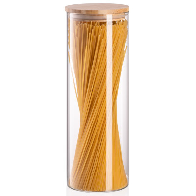 ARDESTO Банка для зберігання Fresh, кругла, 1300 мл, скло, бамбук